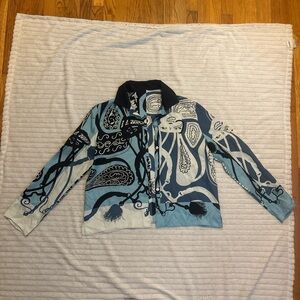 Hermes Blue and Black Button Down Shirt